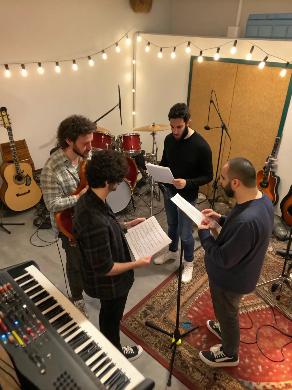 A picture of musicians from Back_Us mentoring young aspiring artists, providing guidance and support in their musical development within the association.